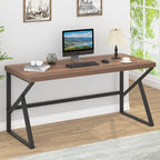 HSH Large Computer Desk, Industrial Modern Home Office Desk, Wooden and Metal PC Desk for Work Writing Study Gaming Bedroom, Farmhouse Vintage Computer Table Executive Workstation, Rustic Oak 60 Inch