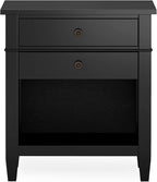SIMPLIHOME Carlton SOLID WOOD 24 Inch Wide Contemporary Bedside Nightstand Table in Black, For the Living Room and Bedroom