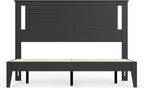 Serene Farmhouse Style Wood Bed in Queen Size with Horizontal Scoring Headboard, Coastal Modern Design, Sturdy, Easy Assembly, Ample Underbed Storage, Black Finish