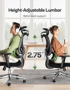 Marsail Ergonomic Office Chair Desk Chair,Gaming Chair with Height Adjustable Lumbar Support, Adjustable Armrest& 2D Headrest