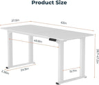 4 Legs Standing Desk, Large 63x28 Inches Electric Adjustable Height Desk with Splice Board, Stand Up Desks Home Office Computer Workstation, White