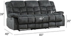 EBELLO Reclining Couch for Living Room, Extra Wide Modern Overstuffed 3 Seat Recliner Manual Sofa Breathable Fabric and Padded Cushion, Grey Green