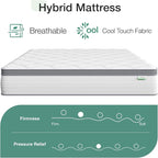 Novilla Queen Size Mattress, 10 Inch Queen Hybrid Mattress in a Box, Pocket Innerspring Mattresses for Motion Isolation, Pressure Relief, Sopportive & Firm Feel