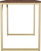 Martha Stewart Noah Home Office Parsons Desk in Walnut Wood Grain with Polished Brass Metal Frame