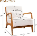Accent Chair Mid Century Modern Chair Sherpa Fabric Living Room Chairs with Solid Wood Frame Comfy Upholstered and Lumbar Pillow Reading Side Chair Easy Assembly for Bedroom (1, White)