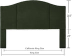 24KF Middle Century Upholstered Foldable King Headboard - Modern Boucle Teddy Fabric - Dark Green