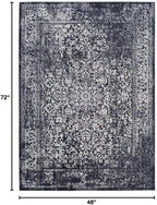 SAFAVIEH Evoke Collection 4' x 6' Black / Grey EVK256R Oriental Distressed Non-Shedding Living Room Bedroom Accent Rug