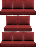 Luxury 6" Outdoor Cushions for Patio Furniture, 24x24x6" Thick Seat Cushion Set of 8, Fade Resistant Couch Chair Replacement Cushions High Density Deep Wicker Chair Cushion w/ Removable Cover, Red