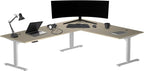 Progressive Desk Stand Up Height Adjustable Standing Desk - L Shaped 85" x 72" Corner Computer Rising Workstation Electric Table - Gray Frame, Bright Beech Top