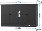 Black Buffet Storage Cabinet with 4 Door, 49" W Coffee Bar Cabinet, Kitchen Buffet Sideboard for Living Room, Kitchen