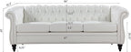 LEVNARY Chesterfield Sofa, Classic Tufted Upholstered Leather Couch, Modern 3 Seater Couch Furniture with Tufted Back for Living Room Office (Cream White)