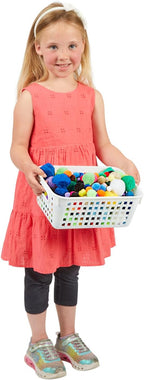 Really Good Stuff Medium Plastic Book Baskets, 11" by 7.5" by 4.5" - 12 Pack, White, Versatile Storage Solution for Classroom, Home and Office, Toy Storage, Multi-Purpose Organizer Basket