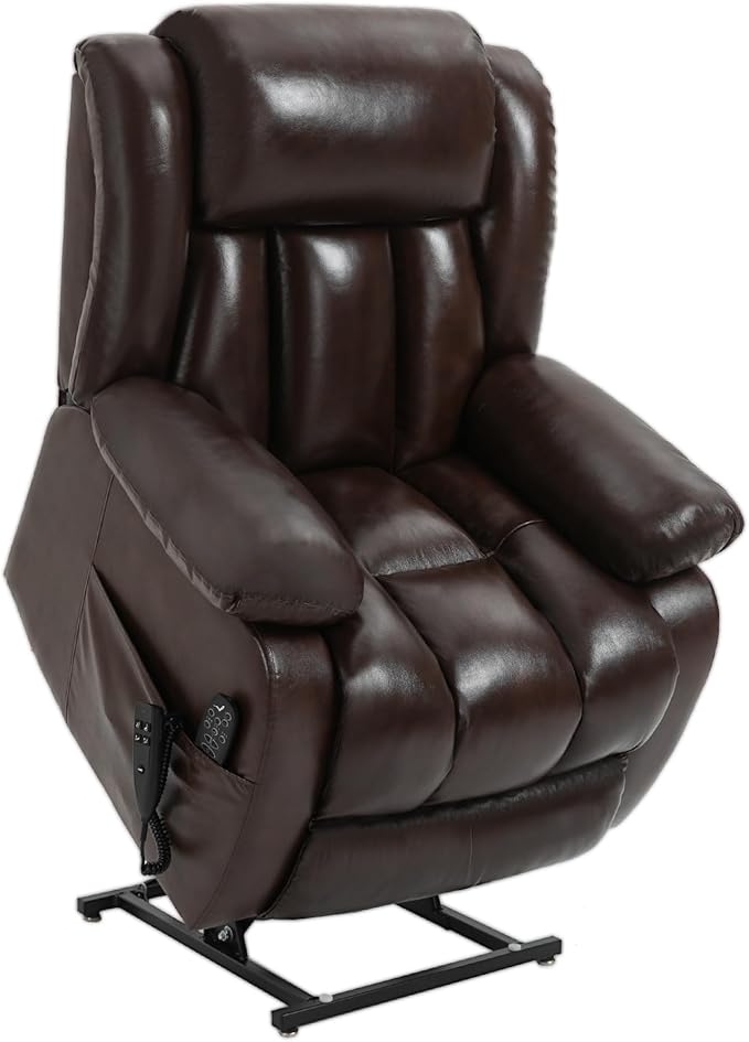 Recliner Chairs for Adults, Power Lift Chair for Elderly, Oversized Bedroom Chair with Massage&Heat, Leather Nursery Glider Chair for Living Room, Sofa Chair Home Theater Seating with Lumbar Support