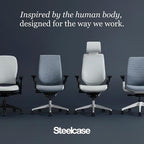 Steelcase Gesture Office Chair - Ergonomic Work Chair with Wheels for Carpet - Comfortable - Intuitive-to-Adjust for Desk - 360-Degree Arms - Blue Jay Fabric