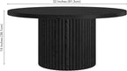 Henn&Hart 32" Fluted Round Wood Pedestal Low-Profile Coffee Table for Living Room, Family Room, Office, or Apartment, Black Grain