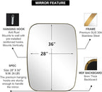ANDY STAR Gold Mirror for Bathroom, 28x36 Inch Stainless Steel Metal Frame Oblong Bathroom Mirror for Vanity, 1’’ Deep Wall Mounted Vertically/Horizontal