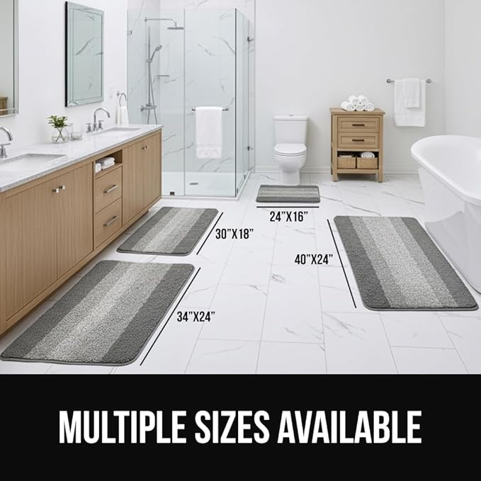 GORILLA GRIP Ultra Soft Plush Bathroom Rugs with Textured Rubber Backing, Absorbent Quick Dry Bath Mat, Machine Washable Shower Mats, Home Décor Accessories Bathmat Rug Essentials, 30 x 18 Ivory