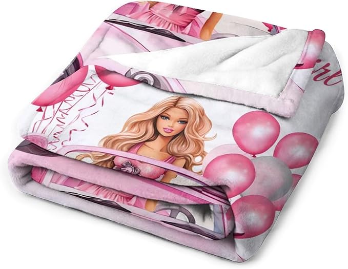 Birthday Blanket Birthday Gifts for Girls Women Pink Throw Blanket for Kids Adults Soft Warm Cozy Fleece Blanket for Couch Sofa Bed 50"x60"
