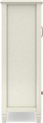 SIMPLIHOME Connaught SOLID WOOD 46 inch Wide Traditional Tall Storage Cabinet in Antique White for the Living Room, Entryway and Family Room
