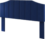 Velvet Queen Size Headboard, Upholstered Headboard Queen/Full Size Wall Mount and Bed Frame Mount, Featuring High-Density Sponge Padding Luxury Texture Easy Assembly Comfort Style-Navy Blue