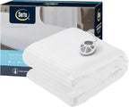 Serta Waterproof Heated Mattress Pad - Electric Bed Warmer with 10 Heat Settings, Auto Shut Off Timer, ETL Certified Electric Mattress Pad, Elastic Deep Pocket, Machine Washable, White Full