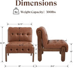 HEAH-YO Accent Chair Set of 1,Modern Vintage Living Room Chair for Bedroom with Button Tufted Back and Wood Legs,Upholstered Comfy Reading Chair for Makeup Vanity Cafe,PU Brown