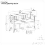 SIMPLIHOME Brooklyn Entryway Storage Bench - 48 inch Wide Solid Wood Hallway Bench in Deep Black, Transitional Foyer Bench for Entry or Mudroom with Lift-Up Lid, Spacious Storage and Durable Finish