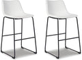 Signature Design by Ashley Centiar Urban Industrial 28.75" Pub Height Bucket Seat Barstool, 2 Count, White
