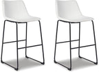 Signature Design by Ashley Centiar Urban Industrial 28.75" Pub Height Bucket Seat Barstool, 2 Count, White