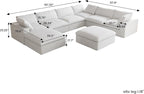 Cloud Couch Modular Sectional Sofa with Storage Ottomans,Oversized Down Filled 8 Seater Convertible Sectional Sofas, White Wide Deep Seat Couch for Living Room,Covers Washable&Replaceable