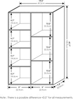 Furinno LUDER Book Shelf, 7-Cube Bookshelf, Bookcase, 9.4 x 19.5 x 41.7, for Living Room, Bedroom, Home Office, White