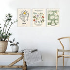 Abstract Matisse Wall Art Decor,Unframed Flower Market Print Posters Set of 3,12x16in Green Quality Canvas Paintings for Home Decoration in Bathroom,Living Room,Bedroom