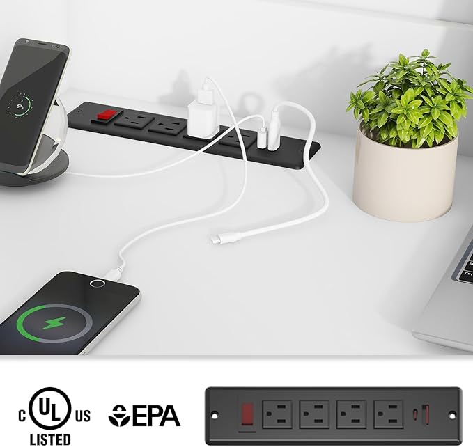 Vabches Farmhouse 47" Executive Desk, Computer Desks with 2 Drawers and Storage Cabinet, Home Office Desk with Hutch and Charging Station, Workspace for Work and Study. (Cream White)