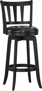 Hillsdale Presque Isle Wood Swivel Stool with Faux Leather Seat, Bar Height, Black