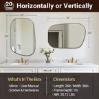 ANDY STAR Bronze Bathroom Mirror, 24"x36" Oil Bronze Asymmetrical Wall Mirror in Stainless Steel Metal Frame, Unique Vanity Mirror with Modern Curved Design, Ideal for Bathroom, Bedroom, Entryway