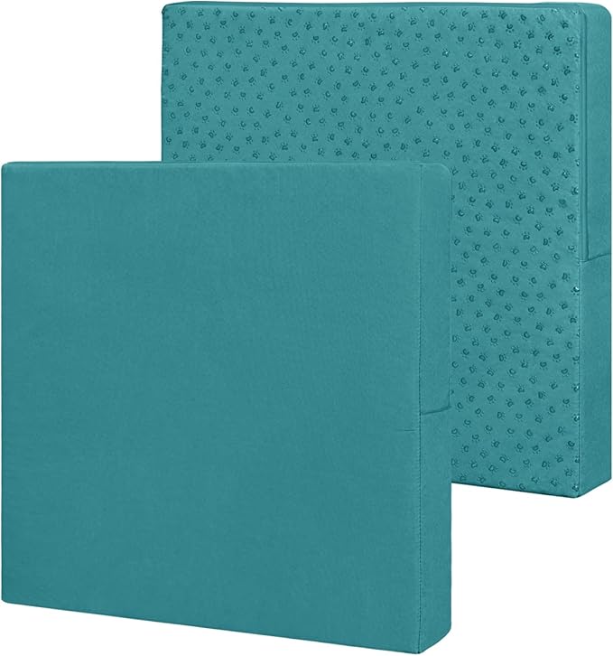 Easy-Going Waterproof Patio Cushion Covers 20x18x4 inch 2 Pack Replacement Non-Slip Outdoor Seat Cushion Slipcover with Zipper. Teal