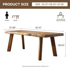 Solid Wood Desk 55 inches, Live Edge Wooden Home Office Computer Desk Modern Simple Design for Writing,Study,Dining,Gaming