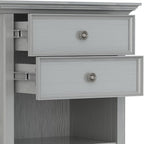 SIMPLIHOME Amherst SOLID WOOD 24 Inch Wide Traditional Bedside Nightstand Table in Fog Grey, For the Living Room and Bedroom