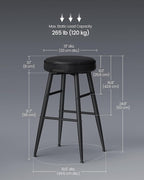 VASAGLE EKHO Collection - Bar Stools Set of 2, Counter Height Bar Stools, Kitchen Counter Stools, Mid-Century Modern Backless Counter Stools, 24.8-Inch Tall, Kitchen Island Home Bar, Ink Black