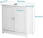Bonnlo Pedestal Sink Storage Cabinet with 2 Doors Traditional Under Sink Cabinet Bathroom Space Saver Organizer with Adjustable Shelf White 23 5/8" W x 11 7/16" D x 23 5/8" H