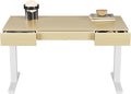 HUANUO Electric Standing Desk with 3 Drawers, 48 Inches Height Adjustable Stand Up Desk, Whole-Piece Board Computer Workstation with 4 Memory Height Settings, Light Walnut