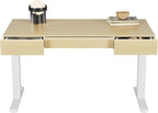 HUANUO Electric Standing Desk with 3 Drawers, 48 Inches Height Adjustable Stand Up Desk, Whole-Piece Board Computer Workstation with 4 Memory Height Settings, Light Walnut