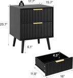 LYNSOM Fluted Dresser and Nightstand Sets 4 Piece, 2-Drawer Nightstands and 5/7 Drawers Dresser, Wood Bedroom Furniture Set for Home, Bedroom, Hallway, Black