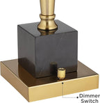 Possini Euro Design Wayne 29 1/4" Tall Modern Glam Luxury End Table Lamp with USB Ports A+C Charging Brass Finish Metal Black Marble Living Room Bedroom Bedside Nightstand House Office Home