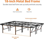 Amazon Basics Bed Frame with Storage, Foldable Metal Platform, Sturdy Steel, No Box Spring Needed, 18 inches High, Tool-Free Setup, Full Size, Black