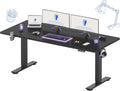 FLEXISPOT 71 x 32 Inch Large Standing Desk, Stand Up Desk with Splice Board, Rising Desks for Home Office, Office Desk with Headphone Hook (Black Frame + Black Top, 2 Packages)