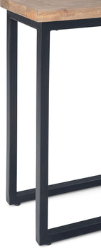 SIMPLIHOME Skyler 18-inch Wide Solid Mango/Metal Industrial C-Shaped End Table in Natural/Charcoal for Living Room, Office, or Bedroom, Assembled