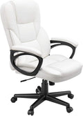 Furmax Home Desk Chair Office Executive Chair High Back Adjustable Managerial,Swivel Computer PU Leather Chair with Lumbar Support (White)