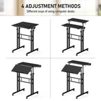 Small Standing Desk with Wheels, Tall Mobile Stand Up Table, Portable Standing Desk for Walking Pad, Rolling Table Adjustable Height, Rolling Computer Table for Tall Person