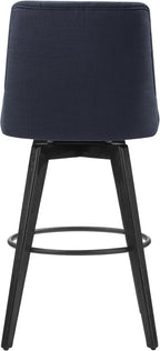 Watson & Whitely Bar Stools, 360° Swivel Upholstered Bar Stool with Back, 30" H Bar Height Barstools, Set of 2, Performance Fabric in Insignia Blue
